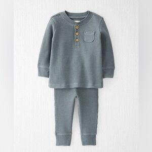 NWOT Carter’s Little Planet Baby Waffle Knit Set Made in Aqua Slate 6 months